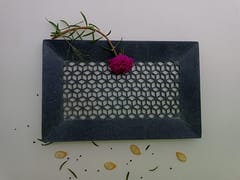 Al Maun | Muiz | Marble Natural Grey Soapstone | Handmade Rectangle Lattice Craft | Decorative Multipurpose Tray | Jewellery, Storage, Table & Serving Tray | For Your Home Decor & Dining