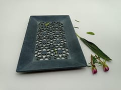 Al Maun | Daria | Marble Natural Grey Soapstone | Handmade Rectangle Lattice Craft | Decorative Multipurpose Tray | Jewellery, Storage, Table & Serving Tray | For Your Home Decor & Dining
