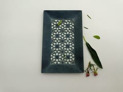 Al Maun | Daria | Marble Natural Grey Soapstone | Handmade Rectangle Lattice Craft | Decorative Multipurpose Tray | Jewellery, Storage, Table & Serving Tray | For Your Home Decor & Dining