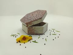 Al Maun | Cantara | Marble Natural Multicolor Soapstone | Handmade Hexagnal Handcrafted Pattern | Multiusage Box For Nut & Spices, Storage Jewellery and Ornament Box