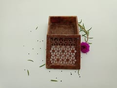 Al Maun | Harib | Marble Natural Multicolor Soapstone | Handmade Square Lattice Craft | Jewellery and Ornament Storage Box