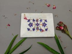 Al Maun | Durriyah | Marble Natural White Alabaster Soapstone | Handmade Rectangle Inlay Craft | Decorative Multipurpose Tray | Jewellery, Storage, Table & Serving Tray | For Your Home Decor & Dining