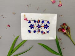 Al Maun | Durriyah | Marble Natural White Alabaster Soapstone | Handmade Rectangle Inlay Craft | Decorative Multipurpose Tray | Jewellery, Storage, Table & Serving Tray | For Your Home Decor & Dining