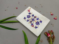 Al Maun | Durriyah | Marble Natural White Alabaster Soapstone | Handmade Rectangle Inlay Craft | Decorative Multipurpose Tray | Jewellery, Storage, Table & Serving Tray | For Your Home Decor & Dining
