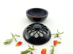 Al Maun | Kasib | Marble Natural Black Soapstone | Handmade Round Lattice Craft | Multiusage Incense Holder For Nut & Spices, Storage Jewellery and Ornament Box