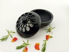 Al Maun | Kasib | Marble Natural Black Soapstone | Handmade Round Lattice Craft | Multiusage Incense Holder For Nut & Spices, Storage Jewellery and Ornament Box