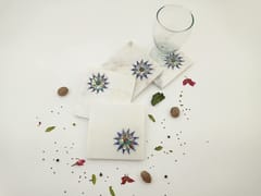 Al Maun | Leen| White Marble | Handmade Square Blue Inlay | Protect Furniture Surface from Damage Classic Coaster for Drinks, Beverages, Bar, Living, Kitchen & Dining Elegant Look | Set of 4