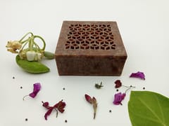 Al Maun | Faiqa | Marble Natural Multicolor Soapstone | Handmade Square Lattice Craft | Multiusage Box For Nut & Spices, Storage Jewellery and Ornament Box