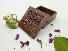 Al Maun | Faiqa | Marble Natural Multicolor Soapstone | Handmade Square Lattice Craft | Multiusage Box For Nut & Spices, Storage Jewellery and Ornament Box