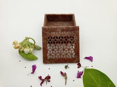 Al Maun | Faiqa | Marble Natural Multicolor Soapstone | Handmade Square Lattice Craft | Multiusage Box For Nut & Spices, Storage Jewellery and Ornament Box