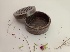 Al Maun | Malak | Marble Natural Multicolor Soapstone | Handmade Round Lattice Craft | Multiusage Box For Nut & Spices, Storage Jewellery and Ornament Box