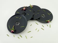 Al Maun | Rauf | Marble Natural Black Soapstone | Handmade Round Lattice Craft | Unique, Handmade Coaster for Drinks, Beverages, Bar, Living Room, Kitchen & Wine Glasses - Elegant Look | Set of 4
