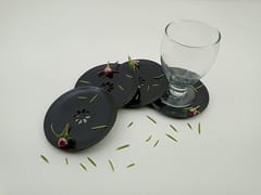 Al Maun | Rauf | Marble Natural Black Soapstone | Handmade Round Lattice Craft | Unique, Handmade Coaster for Drinks, Beverages, Bar, Living Room, Kitchen & Wine Glasses - Elegant Look | Set of 4