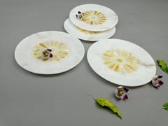 Al Maun | Awaf | Marble Natural White Soapstone | Handmade Round Inlay Craft | Unique, Handmade Coaster for Drinks, Beverages, Bar, Living Room, Kitchen & Wine Glasses - Elegant Look | Set of 4