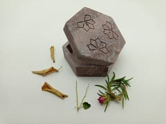 Al Maun | Haboos | Marble Natural Multicolor Soapstone | Handmade Hexagnal Handcrafted Pattern | Multiusage Box For Nut & Spices, Storage Jewellery and Ornament Box