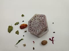 Al Maun | Esam | Marble Natural Multicolor Soapstone | Handmade Hexagnal Carving Craft | Multiusage Box For Nut & Spices, Storage Jewellery and Ornament Box