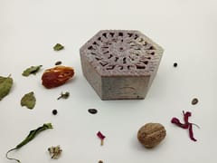 Al Maun | Esam | Marble Natural Multicolor Soapstone | Handmade Hexagnal Carving Craft | Multiusage Box For Nut & Spices, Storage Jewellery and Ornament Box