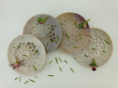 Al Maun | Zayn | Marble Natural Multicolor Soapstone | Handmade Round Lattice Craft | Unique, Handmade Coaster for Drinks, Beverages, Bar, Living Room, Kitchen & Wine Glasses - Elegant Look | Set of 4