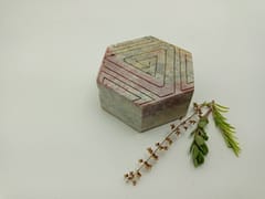 Al Maun | Ajer | Marble Natural Multicolor Soapstone | Handmade Hexagnal Handcrafted Pattern | Multiusage Box For Nut & Spices, Storage Jewellery and Ornament Box