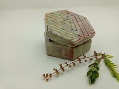 Al Maun | Ajer | Marble Natural Multicolor Soapstone | Handmade Hexagnal Handcrafted Pattern | Multiusage Box For Nut & Spices, Storage Jewellery and Ornament Box