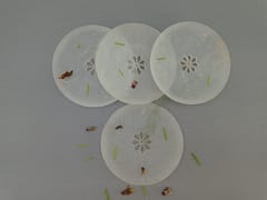 Al Maun | Inara | Marble Natural White Soapstone | Handmade Round Lattice Craft | Unique, Handmade Coaster for Drinks, Beverages, Bar, Living Room, Kitchen & Wine Glasses - Elegant Look | Set of 4