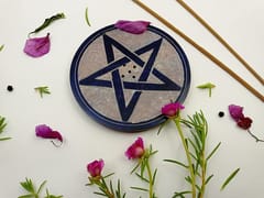 Al Maun | Givon | Marble Natural Blue Soapstone | Handmade Round Geometric Carving Craft | Incense Stick Holder | Agarbatti Stand | for Home Fragrance & Home Decor