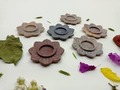 Al Maun | Kadin | Marble Natural Multicolor Soapstone | Handmade Lotus Shape Hand Carved | Tealight & Candle Holders | A Perfect Handmade Product for Gifting | for Home Decor & Festivals | Set of 6