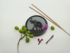 Al Maun | Izaan | Marble Natural Black Soapstone | Handmade Round Floral Carving Craft | Incense Stick Holder | Agarbatti Stand | for Home Fragrance & Home Decor