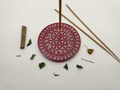 Al Maun | Hawaan| Marble Natural Red Soapstone | Handmade Round Geometric Carving Craft | Incense Stick Holder | Agarbatti Stand | for Home Fragrance & Home Decor