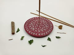 Al Maun | Hawaan| Marble Natural Red Soapstone | Handmade Round Geometric Carving Craft | Incense Stick Holder | Agarbatti Stand | for Home Fragrance & Home Decor