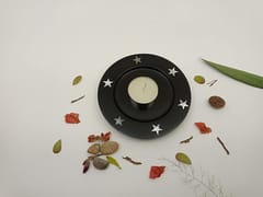 Al Maun | Ziya | Marble Natural Black Soapstone | Handmade Round Inlay Craft | Tealight & Candle Stand | A Perfect Handmade Product for Gifting | for Home Decor & Table Accents