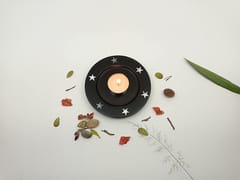 Al Maun | Ziya | Marble Natural Black Soapstone | Handmade Round Inlay Craft | Tealight & Candle Stand | A Perfect Handmade Product for Gifting | for Home Decor & Table Accents