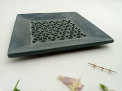 Al Maun | Haaziq | Marble Natural Grey Soapstone | Handmade Square Lattice Craft | Decorative Multipurpose Tray | Jewellery, Storage, Table & Serving Tray | For Your Home Decor & Dining