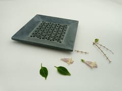 Al Maun | Haaziq | Marble Natural Grey Soapstone | Handmade Square Lattice Craft | Decorative Multipurpose Tray | Jewellery, Storage, Table & Serving Tray | For Your Home Decor & Dining