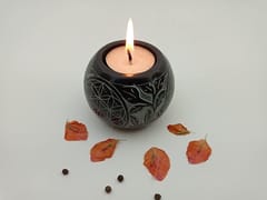Al Maun | Deema | Marble Natural Black Soapstone | Handmade Ball Shape Carving Craft |Tealight & Candle Holders Diya | A Perfect Handmade Product for Gifting | For Home Decor, Festivals, Table Accents