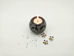 Al Maun | Mutaal | Marble Natural Black Soapstone | Handmade Ball Shape Carving Craft | Tealight & Candle Holders Diya | A Perfect Handmade Product for Gifting | for Table, Home Decor & Festivals