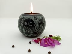 Al Maun | Almas | Marble Natural Black Soapstone | Handmade Ball Shape Carving Craft | Tealight & Candle Holders Diya | A Perfect Handmade Product for Gifting | for Home Decor & Festivals