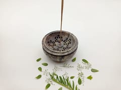 Al Maun | Ifsha | Marble Natural Multicolor Soapstone | Handmade Round Lattice Craft | Multiusage Incense Holder for Nut & Spices, Storage Jewellery and Ornament Box