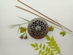 Al Maun | Almonzo | Marble Natural Multicolor Soapstone | Handmade Round Lattice Craft | Multiusage Incense Holder for Nut & Spices, Storage Jewellery and Ornament Box