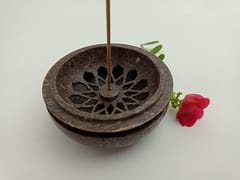 Al Maun | Inaya | Marble Natural Multicolor Soapstone | Handmade Round Lattice Craft | Multiusage Incense Holder for Nut & Spices, Storage Jewellery and Ornament Box