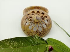 Al Maun | Inaya | Marble Natural Multicolor Soapstone | Handmade Round Lattice Craft | Multiusage Incense Holder for Nut & Spices, Storage Jewellery and Ornament Box