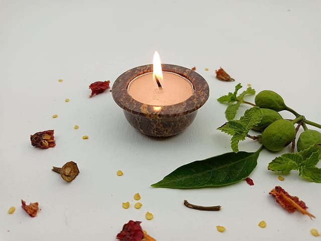 Al Maun | Huda | Marble Natural Multicolor Soapstone | Handmade Round Turning Craft | Tealight & Candle Holders Diya | A Perfect Handmade Product for Gifting | for Home and Festivals