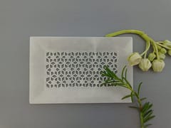 Al Maun | Nafi | Marble Natural White Alabaster Soapstone | Handmade Rectangle Lattice Craft | Decorative Multipurpose Tray | Jewellery, Storage, Table & Serving Tray | For Your Home Decor & Dining