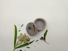 Al Maun | Hannan | Marble Natural Multicolor Soapstone | Handmade Round Inlay Craft | Multiusage Box For Nut & Spices, Storage Jewellery and Ornament Box