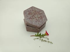Al Maun | Hirz | Marble Natural Multicolor Soapstone | Hexagonal Handcrafted Storage Jewellery and Ornament Storage Box