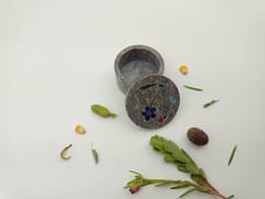 Al Maun | Carna | Marble Natural Multicolor Soapstone | Handmade Round Inlay Craft | Multiusage Box For Nut & Spices, Storage Jewellery and Ornament Box