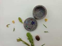 Al Maun | Carna | Marble Natural Multicolor Soapstone | Handmade Round Inlay Craft | Multiusage Box For Nut & Spices, Storage Jewellery and Ornament Box