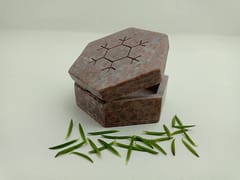 Al Maun | Gaith | Marble Natural Multicolor Soapstone | Handmade Hexagnal Handcrafted Pattern | Multiusage Box For Nut & Spices, Storage Jewellery and Ornament Box