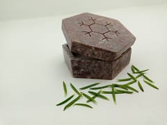 Al Maun | Gaith | Marble Natural Multicolor Soapstone | Handmade Hexagnal Handcrafted Pattern | Multiusage Box For Nut & Spices, Storage Jewellery and Ornament Box