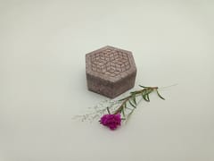 Al Maun | Adn | Natural Multicolor Soapstone | Hand Carved Hexagonal Multiuse Box For Storing Nuts, Spices & Jewelry